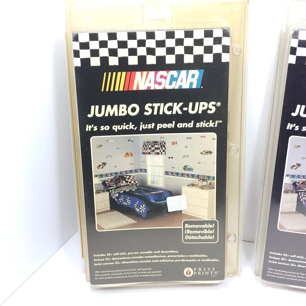 Lot of 3, NASCAR Jumbo Stick-Ups Removable Wall Room Stickers Decals NEW